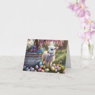 Cartão Daughter Happy Easter Cute Lamb Easter Eggs