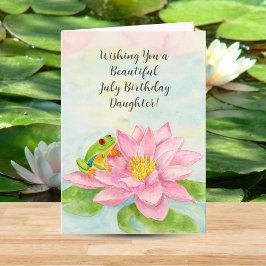 Cartão Daughter Happy July Birthday with Waterlily
