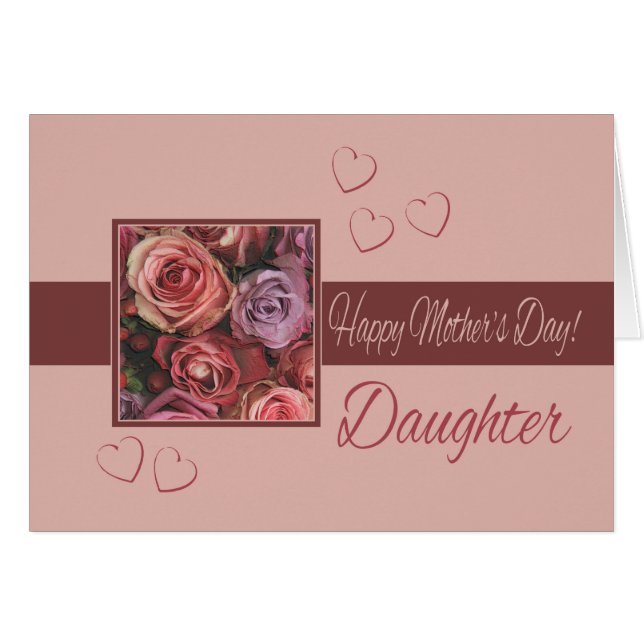 Cartão Daughter   Happy Mother's Day rose card (Frente horizontal)
