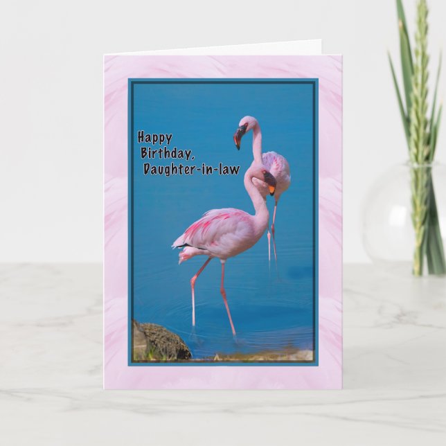 Cartão Daughter-in-law's Birthday Card with Pink Flamingo (Frente)