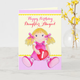 Cartão Daughter rag doll first birthday