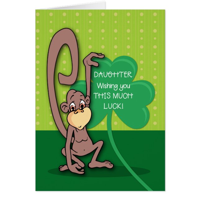 Cartão Daughter, St. Patrick's Day Monkey with Shamrock (Frente)