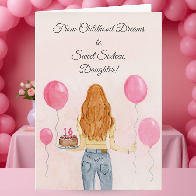 Cartão Daughter Sweet Sixteen Girl in Jeans Celebrating (Criador carregado)