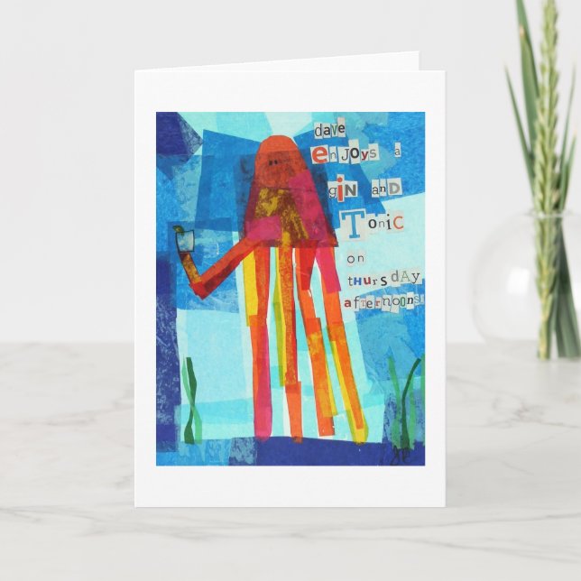 Cartão Dave Enjoys a Gin and Tonic (Frente)
