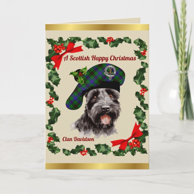 Cartão Davidson Scottie Dog Natal Personalizado (Frente)