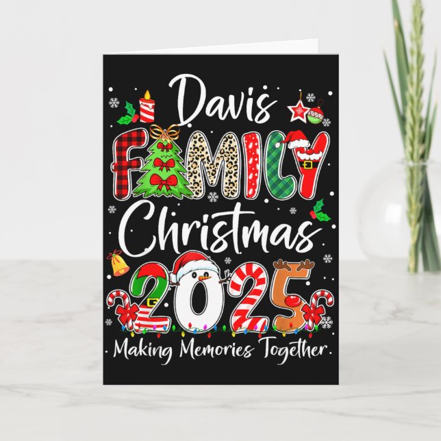 Cartão Davis Family Christmas 2025 Matching Pjs Xmas Squa (Frente)