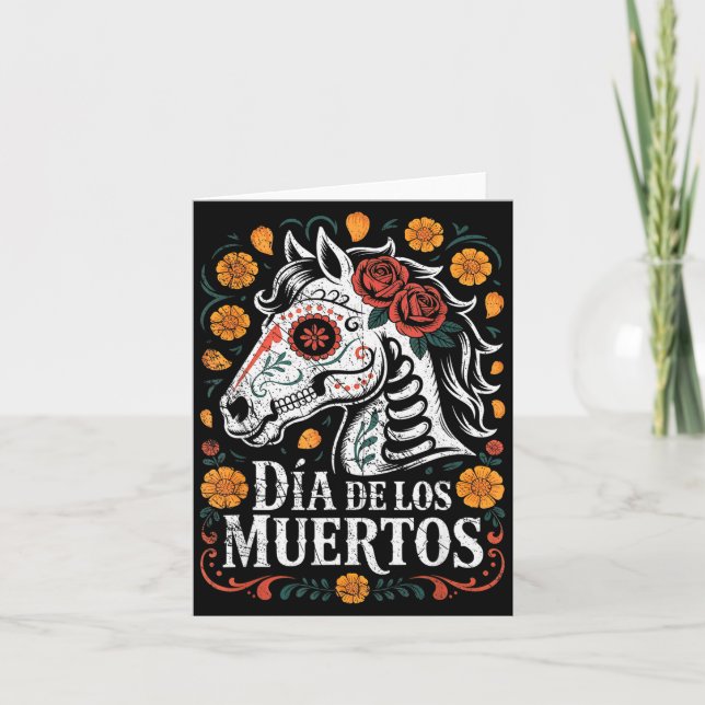 Cartão Day Of The Dead Horse Halloween Sugar Skull Costum (Frente)