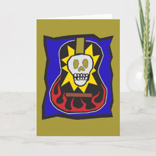 Cartão Day of the Dead Skull Guitar Gold w/Blue