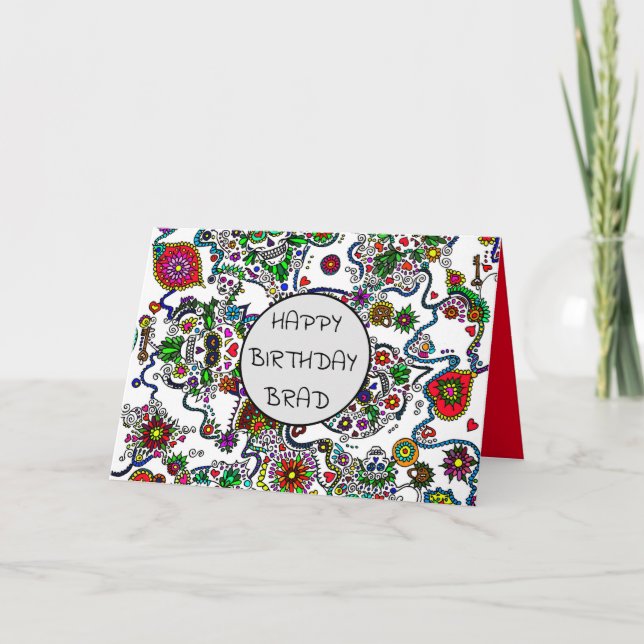 Cartão Day Of The Dead Sugar Skull Birthday (Frente)