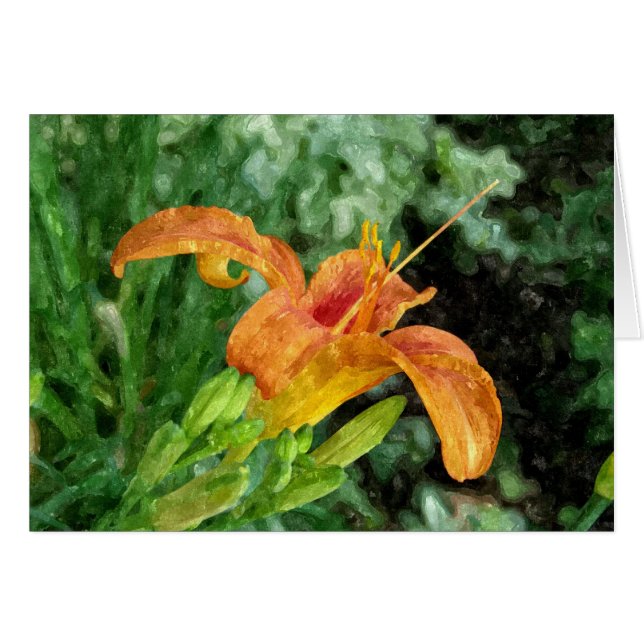 Cartão Daylily Watercolor (Frente horizontal)