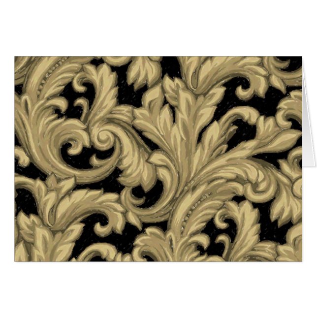 Cartão Dazzling Damask, Dourado e preto (Frente Horizontal)
