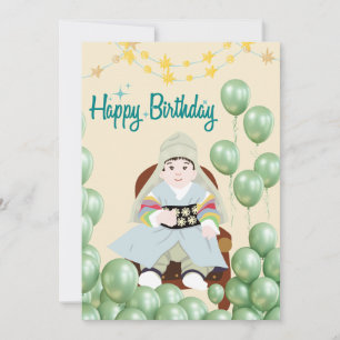 Cartão de 1º aniversário tradicional coreano