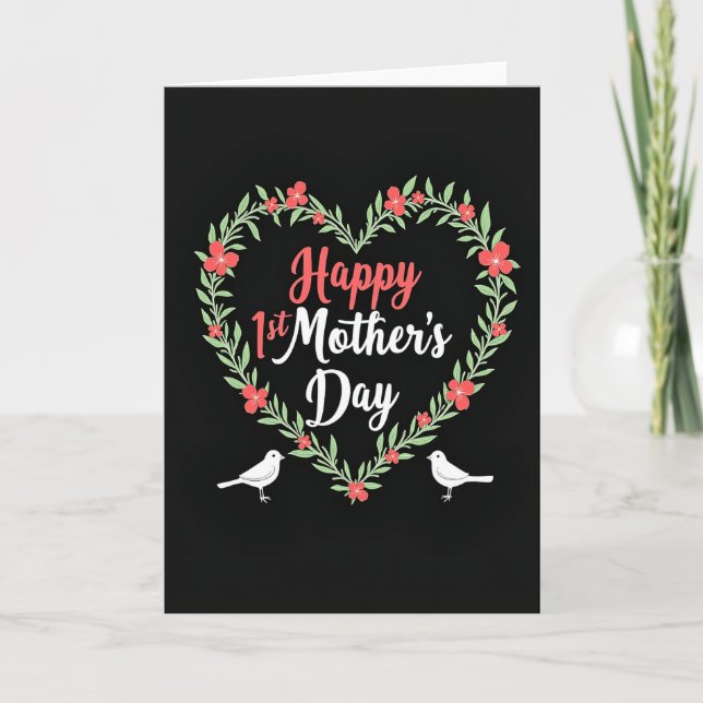 Cartão de 1º Dia das Mães Floral (Frente)