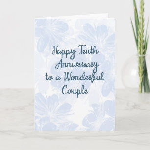 Cartão de 10º Aniversário de Casamento Flores Azui