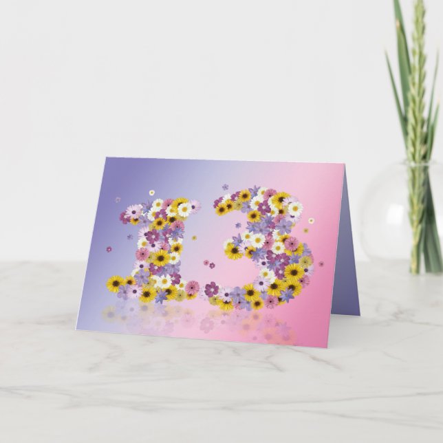 Cartão de 13 com letras voadoras (Frente)