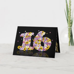 Cartão de 16.o aniversário com letras em branco
