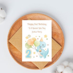 Cartão de 2º Aniversário de Menino com Balão de Di