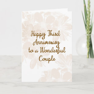 Cartão de 3º Aniversário de Casamento com Flores T