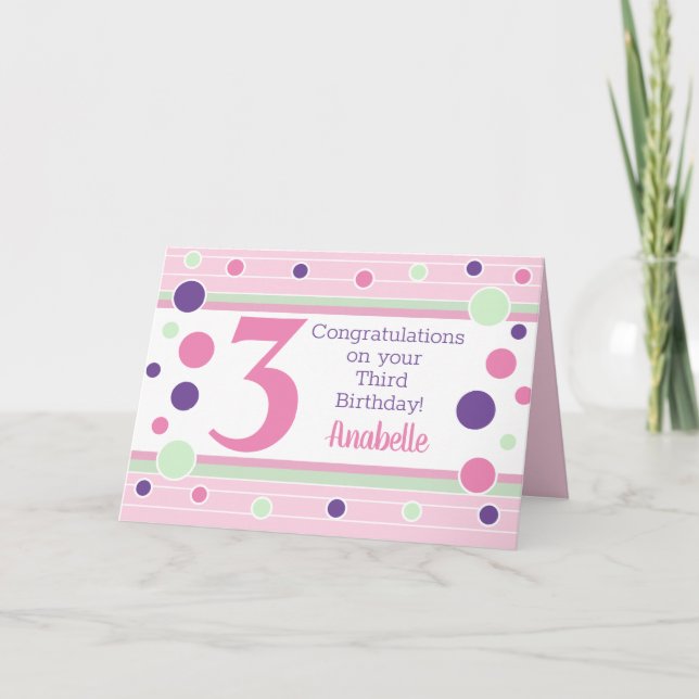 Cartão de 3º aniversário personalizado! (Frente)