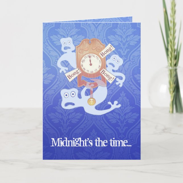 Cartão de 3 fantasmas (poema do Dia das Bruxas) (Frente)