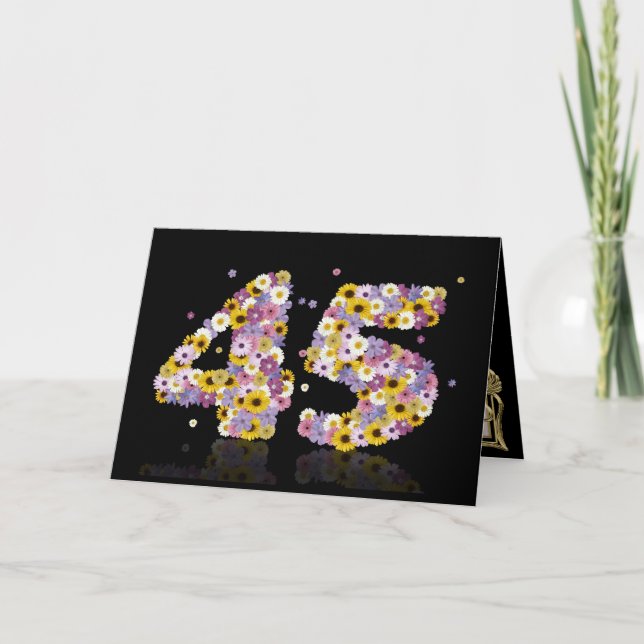 Cartão de 45.o aniversário com letras em branco (Frente)