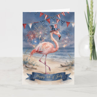 Cartão de 4 de Julho Flamingo -- Cartão Feliz 4 de