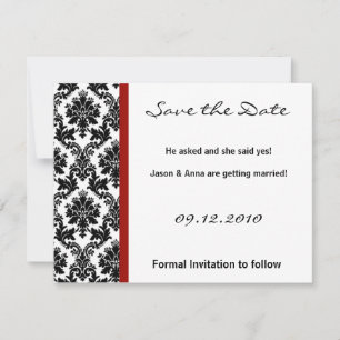 Cartão de 4x5 Save the Date - Damasco Preto & Carm