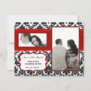 Cartão de 4x5 Save the Date - Damasco Preto & Carm