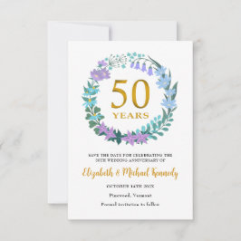 Cartão de 50º Aniversário Dourado - Salve a Data