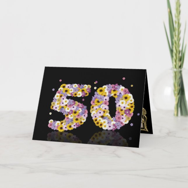 Cartão de 50.o aniversário com letras em branco (Frente)