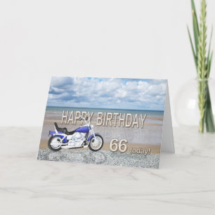 Cartão de 66.o aniversário com motocicleta
