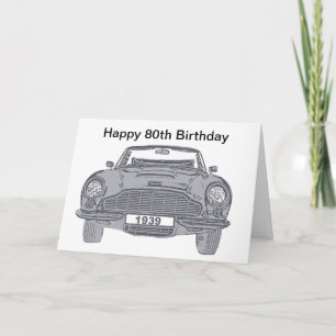 Cartão de 80 para amantes de carros clássicos brit