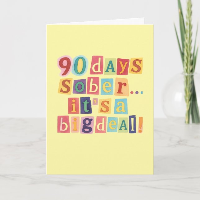 cartão de 90 dias de sobriedade com envelope 5x7 (Frente)