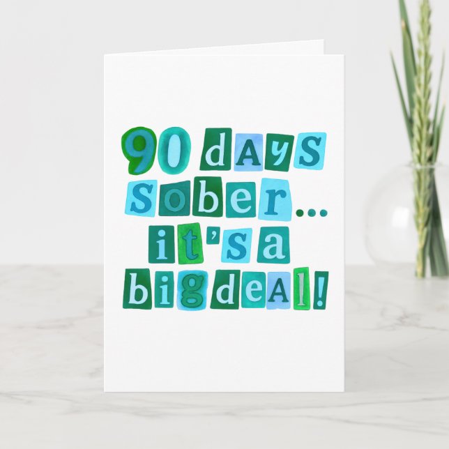 cartão de 90 dias de sobriedade com envelope 5x7 (Frente)