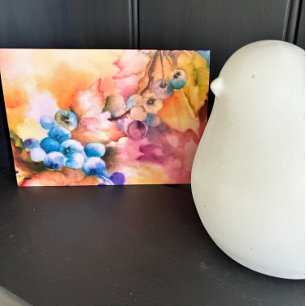Cartão de Abertura Aquarela Mirtilo — Pintado à Mã