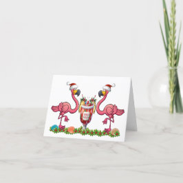 Cartão de Abertura com Flamingos Divertidos Dobrad