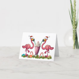 Cartão de Abertura com Flamingos Divertidos Dobrad