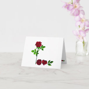 Cartão de Abertura com Rosa L O V E Pintada à Mão