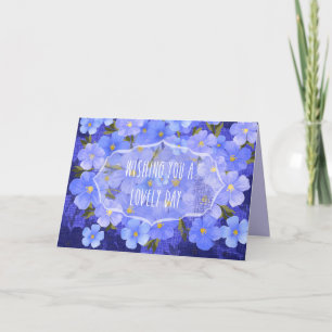 Cartão de Abertura "Flor Azul Brilhante" Doblado