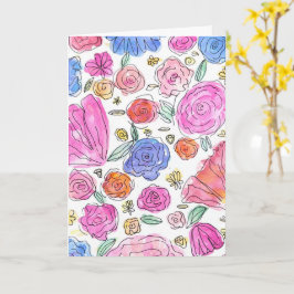 Cartão de Abertura Floral em Aquarela (Interior em
