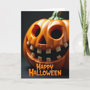 Cartão de Abóbora Brilhante de Halloween Feliz