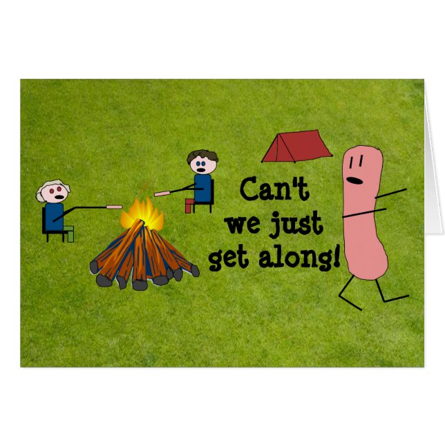 Cartão de acampamento engraçado do Hotdog (Frente Horizontal)