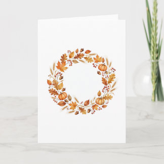 Cartão de Ação de Graças com Coroa de Aquarela Ele