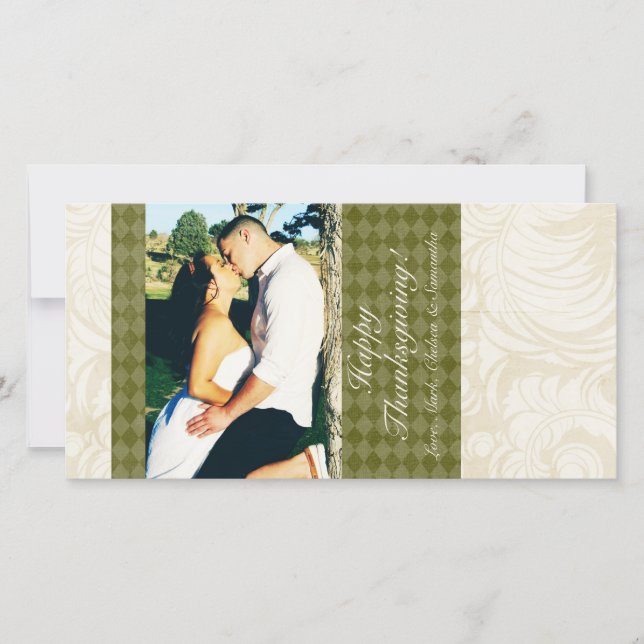 Cartão de Ação de Graças de Folhagem de Árvore de  (Frente)