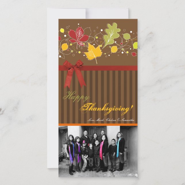 Cartão de Ação de Graças de Folhagem de Árvore de  (Frente)