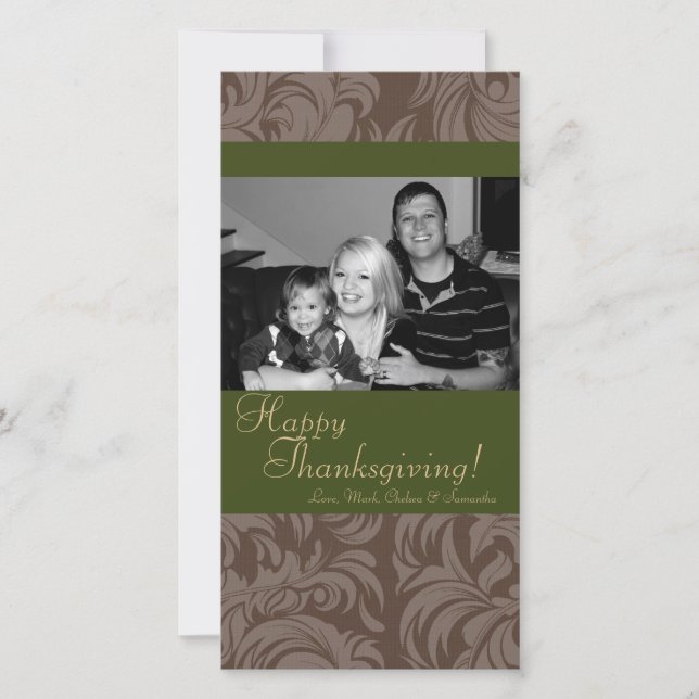 Cartão de Ação de Graças de Folhagem de Árvore de  (Frente)