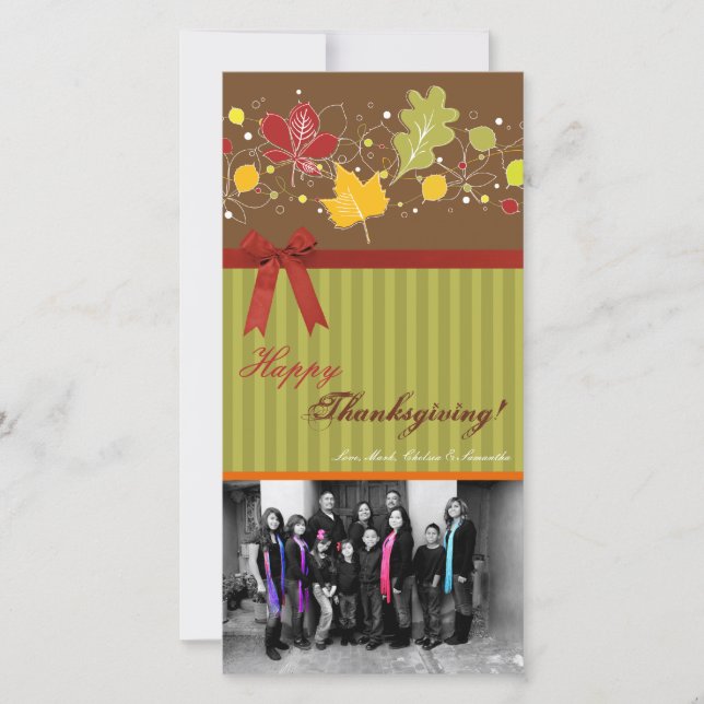 Cartão de Ação de Graças de Folhagem de Árvore de  (Frente)