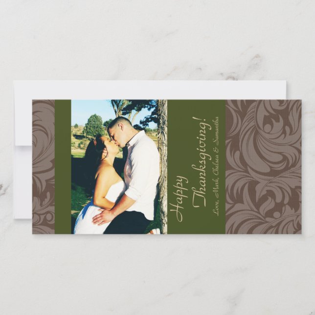 Cartão de Ação de Graças de Folhagem de Árvore de  (Frente)