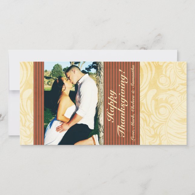 Cartão de Ação de Graças de Folhagem de Árvore de  (Frente)