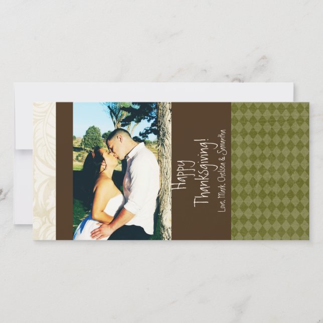 Cartão de Ação de Graças de Folhagem de Árvore de  (Frente)